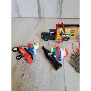 Coca-Cola AS IS bear variety ornament Xmas car wagon set Coke‎ bottle